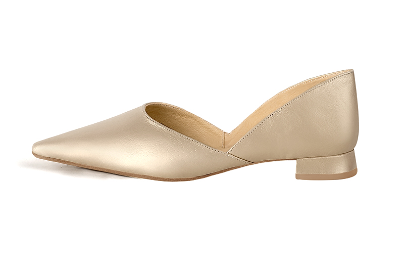 Gold women's open arch dress pumps.. Profile view - Florence KOOIJMAN